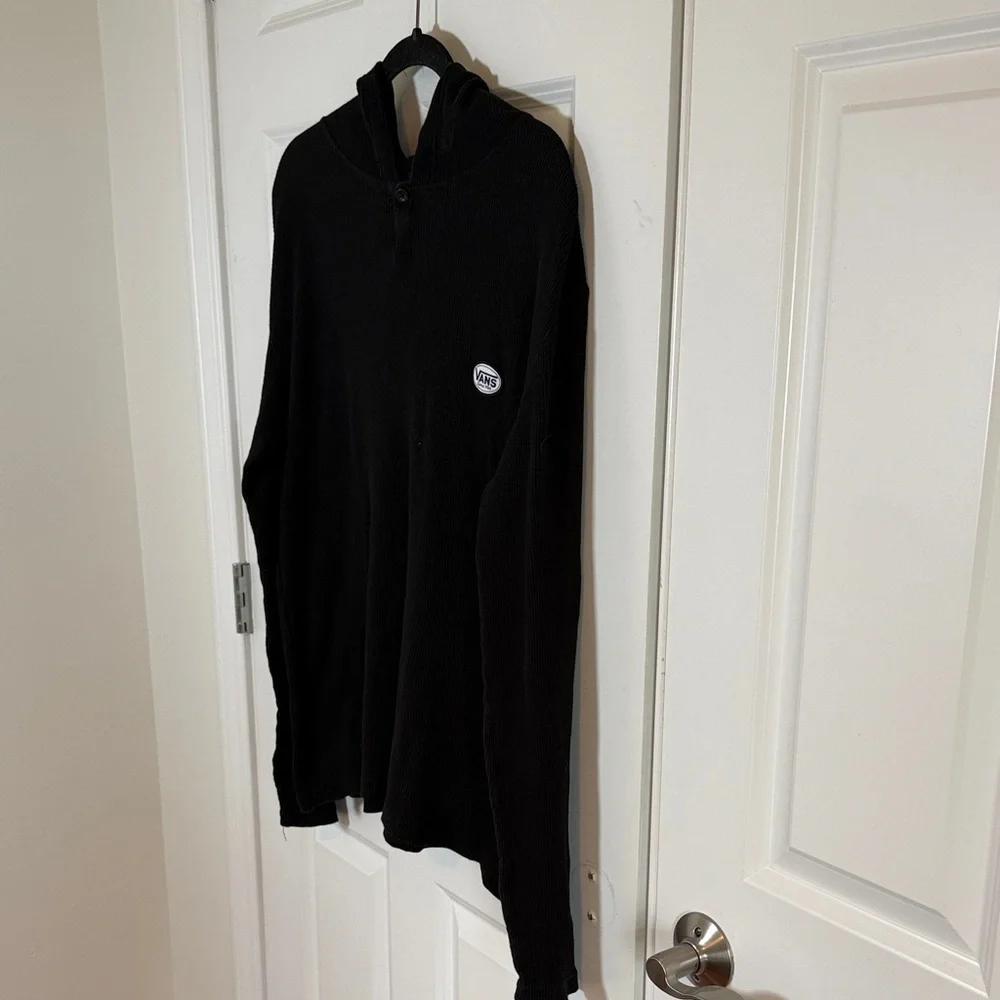 Vans Black Ribbed Long Sleeve Shirt With Hood Size Small